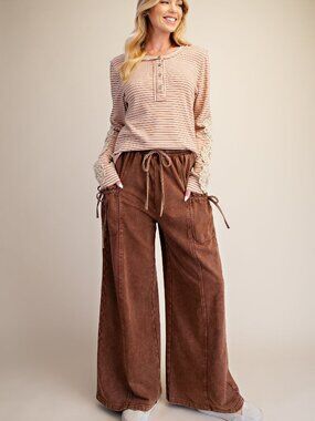 EASEL WASHED TERRY KNIT PANTS 100% COTTON